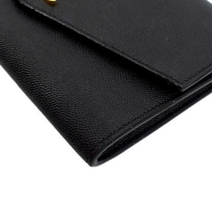 YVES SAINT LAURENT Uptown Leather Crossbody Chain Wallet Black