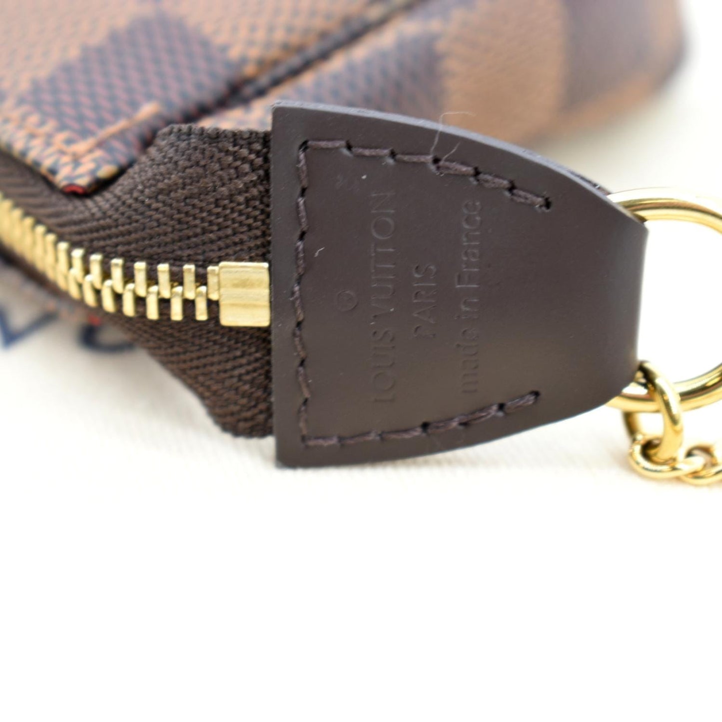 LOUIS VUITTON Mini Pochette Damier Ebene Accessories Pouch Brown