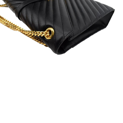 YVES SAINT LAURENT Large Envelope Mix Matelasse Grain De Poudre Chain Shoulder Bag Black