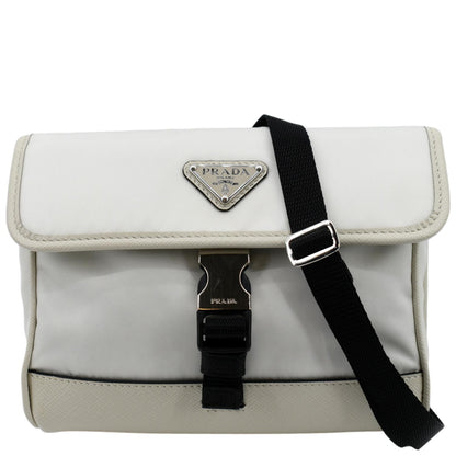 PRADA Re-Nylon Saffiano Leather Smartphone Case Shoulder Bag White