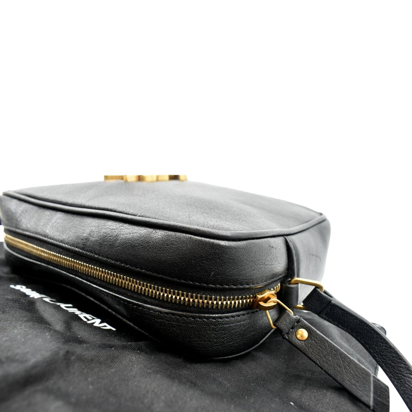 YVES SAINT LAURENT Leather Camera Crossbody Bag Black