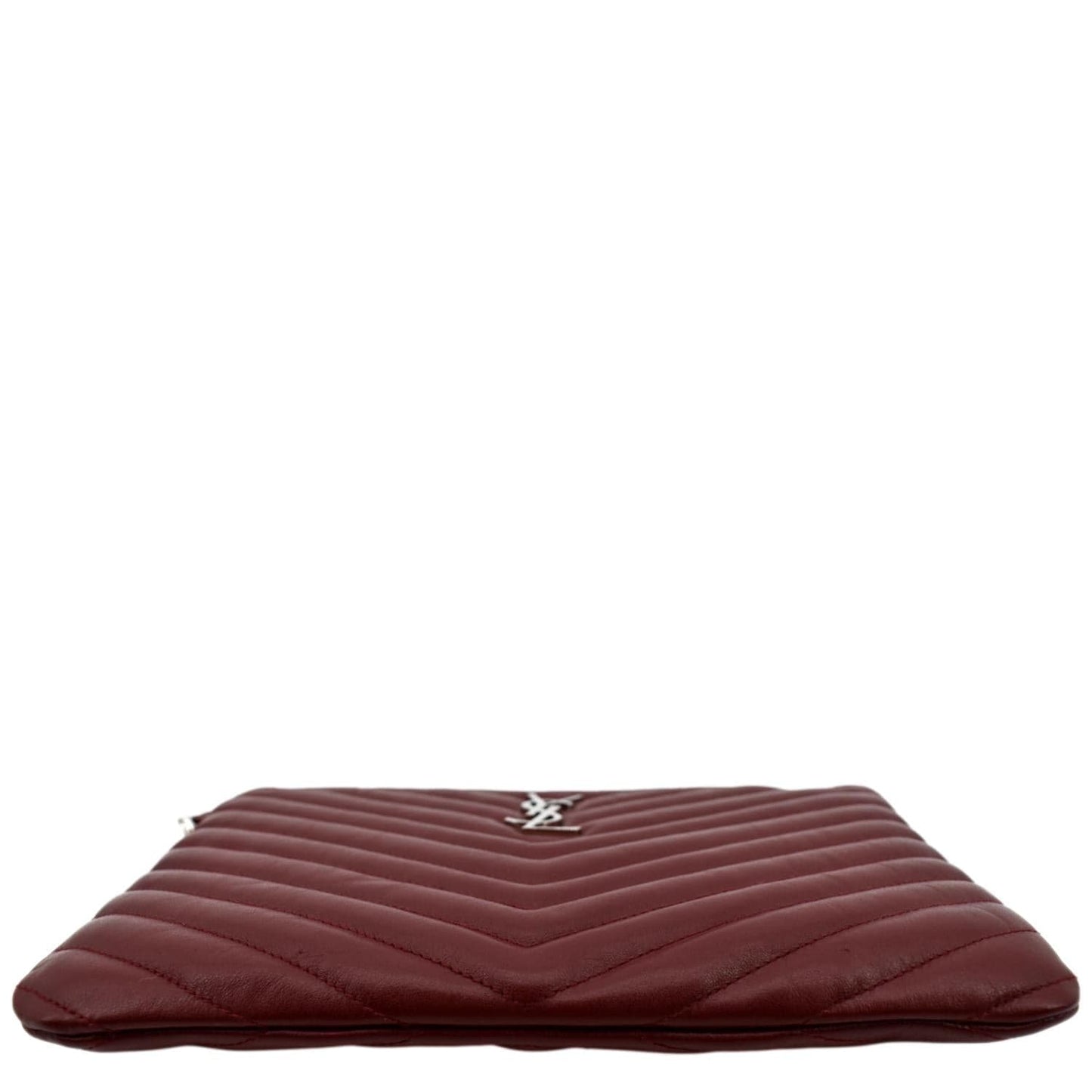 YVES SAINT LAURENT Monogram Leather Pouch Maroon