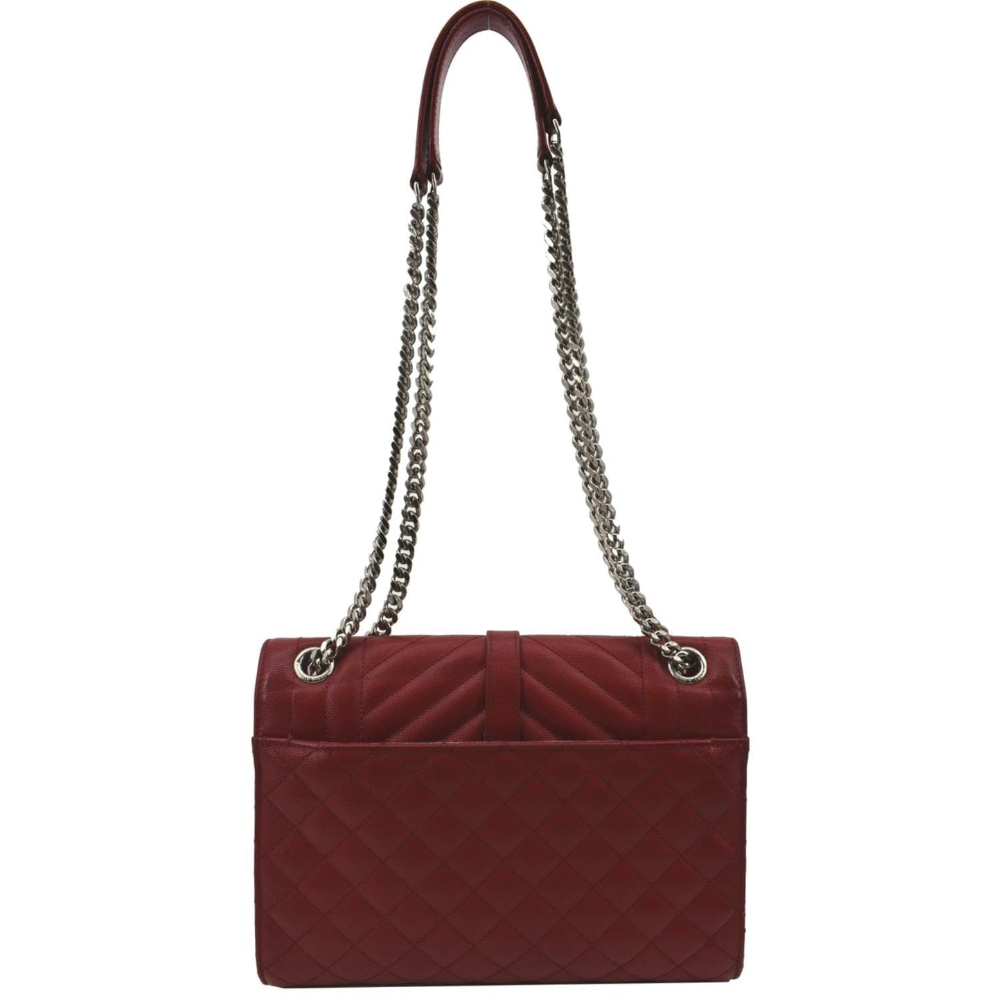 YVES SAINT LAURENT Envelope Flap Matelasse Leather Shoulder Bag Red