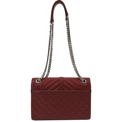 YVES SAINT LAURENT Envelope Flap Matelasse Leather Shoulder Bag Red