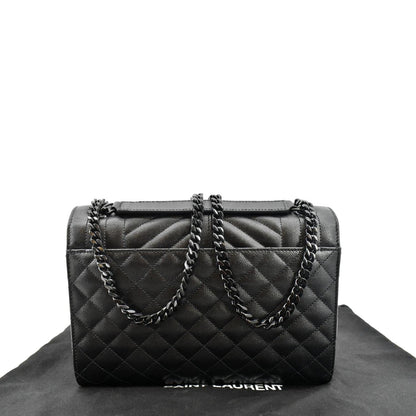 YVES SAINT LAURENT Medium Envelope Leather Chain Shoulder Bag Black