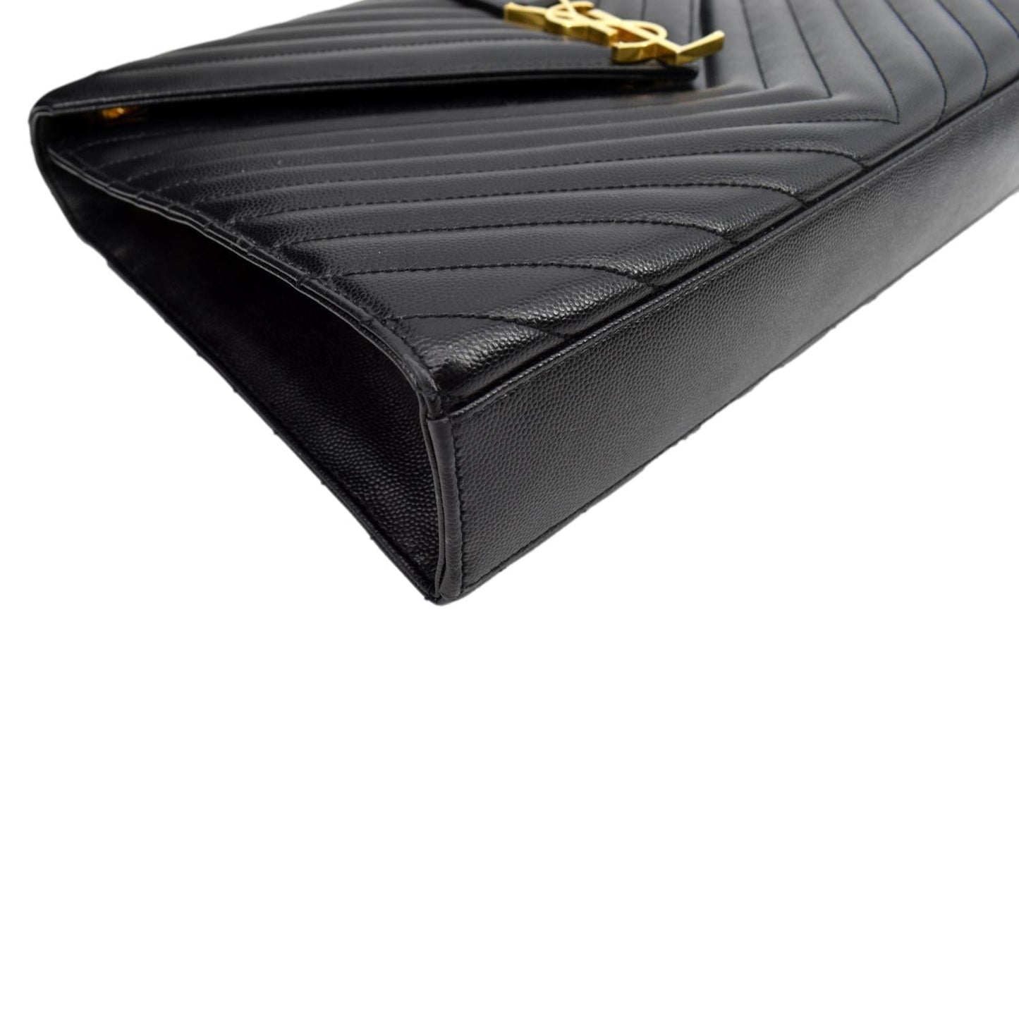 YVES SAINT LAURENT Large Envelope Mix Matelasse Grain De Poudre Chain Shoulder Bag Black