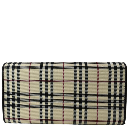 BURBERRY Continental Leather Check Wallet Black