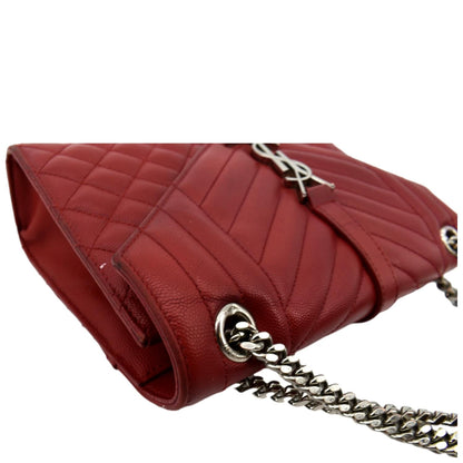 YVES SAINT LAURENT Envelope Flap Matelasse Leather Shoulder Bag Red