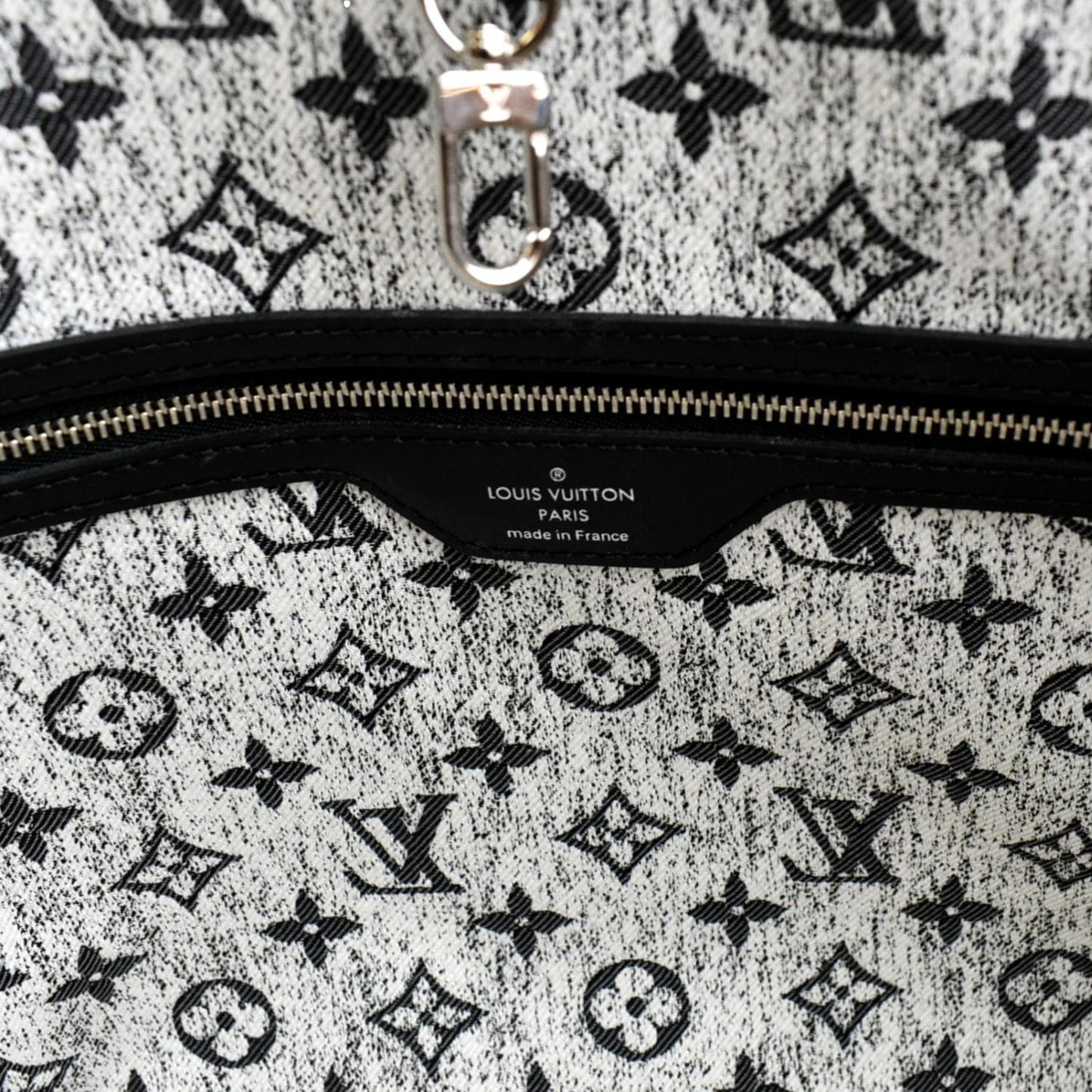LOUIS VUITTON Neverfull MM Denim Leather Tote Bag Gray