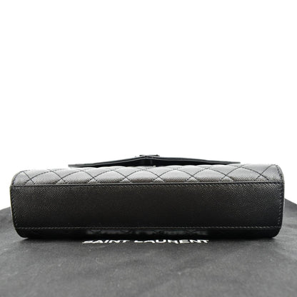YVES SAINT LAURENT Medium Envelope Leather Chain Shoulder Bag Black