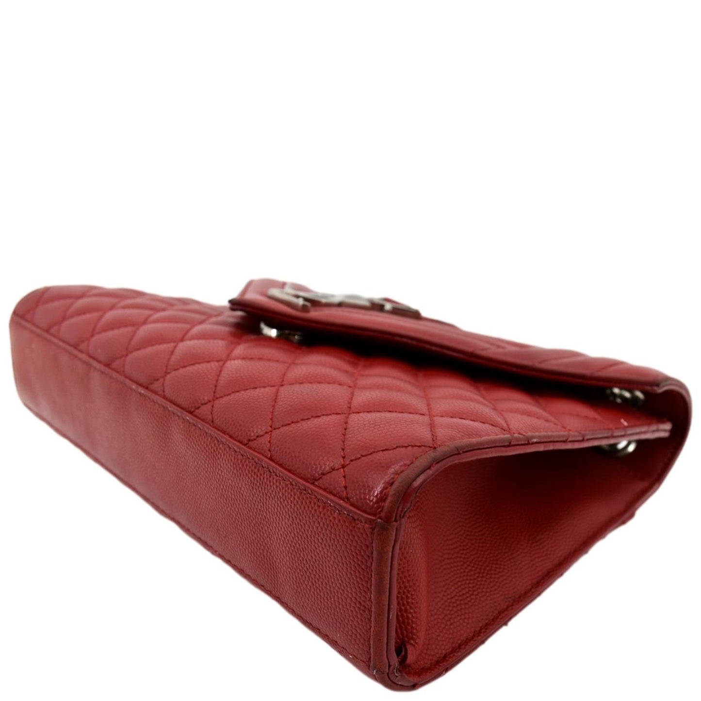YVES SAINT LAURENT Envelope Flap Matelasse Leather Shoulder Bag Red
