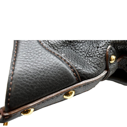 LOUIS VUITTON Mahina Leather Shoulder Bag Black
