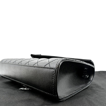 YVES SAINT LAURENT Medium Envelope Leather Chain Shoulder Bag Black