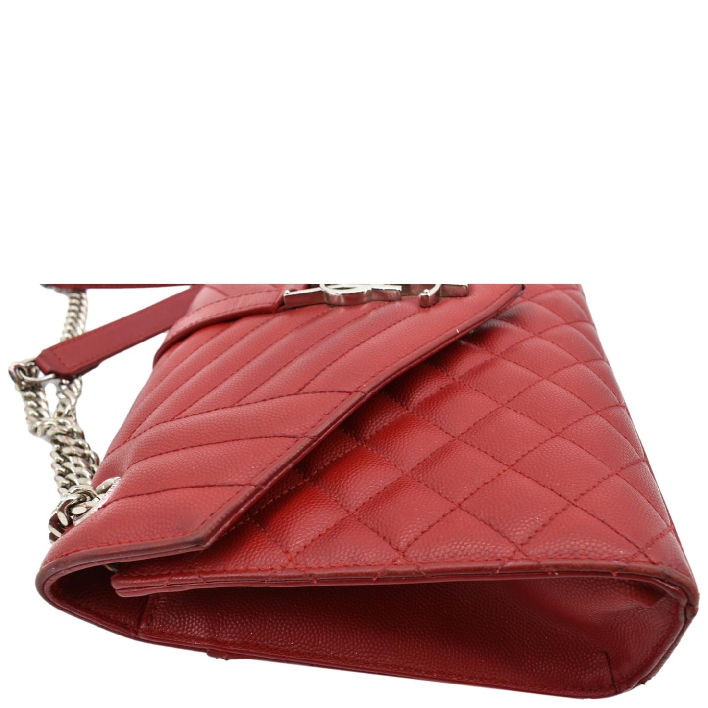 YVES SAINT LAURENT Envelope Flap Matelasse Leather Shoulder Bag Red