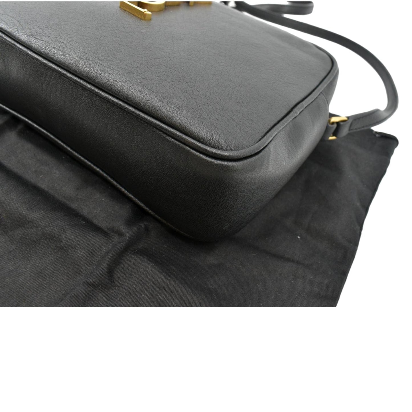 YVES SAINT LAURENT Leather Camera Crossbody Bag Black