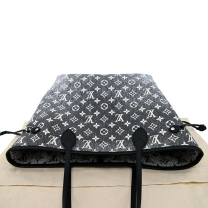 LOUIS VUITTON Neverfull MM Denim Leather Tote Bag Gray