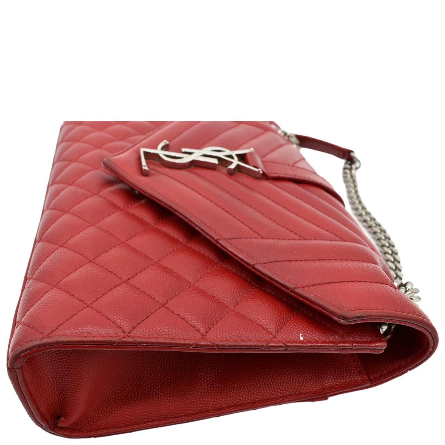 YVES SAINT LAURENT Envelope Flap Matelasse Leather Shoulder Bag Red