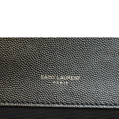 YVES SAINT LAURENT Medium Envelope Leather Chain Shoulder Bag Black
