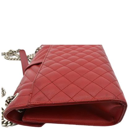 YVES SAINT LAURENT Envelope Flap Matelasse Leather Shoulder Bag Red