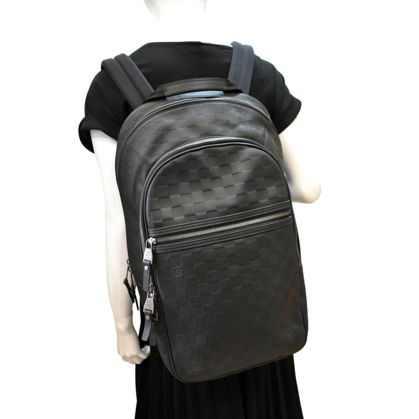 LOUIS VUITTON Michael Damier Infini Leather Backpack Bag Black