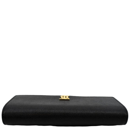 BURBERRY TB Continental Leather Wallet Black