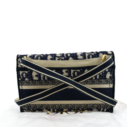 CHRISTIAN DIOR Saddle Oblique Canvas Belt Bag Navy Blue