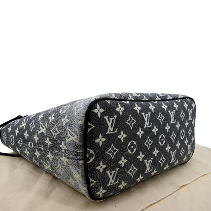 LOUIS VUITTON Neverfull MM Denim Leather Tote Bag Gray