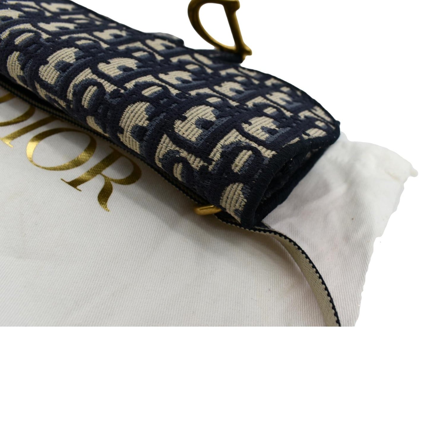 CHRISTIAN DIOR Saddle Oblique Canvas Belt Bag Navy Blue