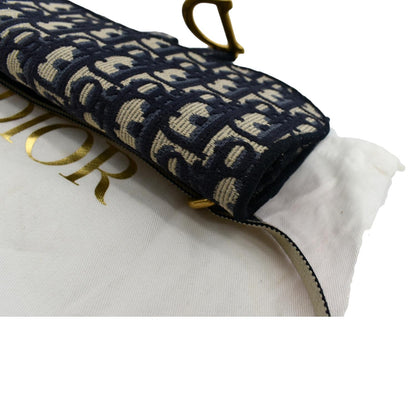 CHRISTIAN DIOR Saddle Oblique Canvas Belt Bag Navy Blue