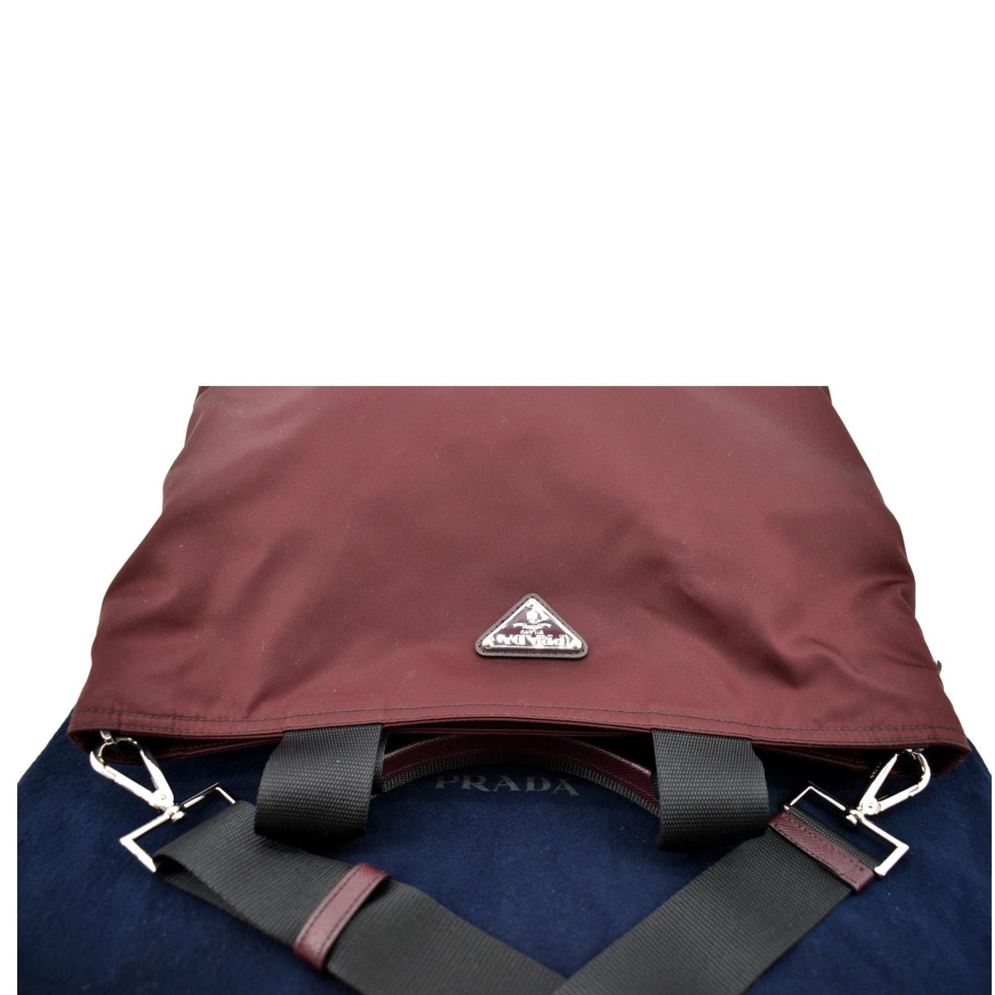 PRADA Medium Nylon Tote Bag Maroon