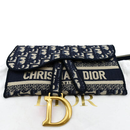 CHRISTIAN DIOR Saddle Oblique Canvas Belt Bag Navy Blue