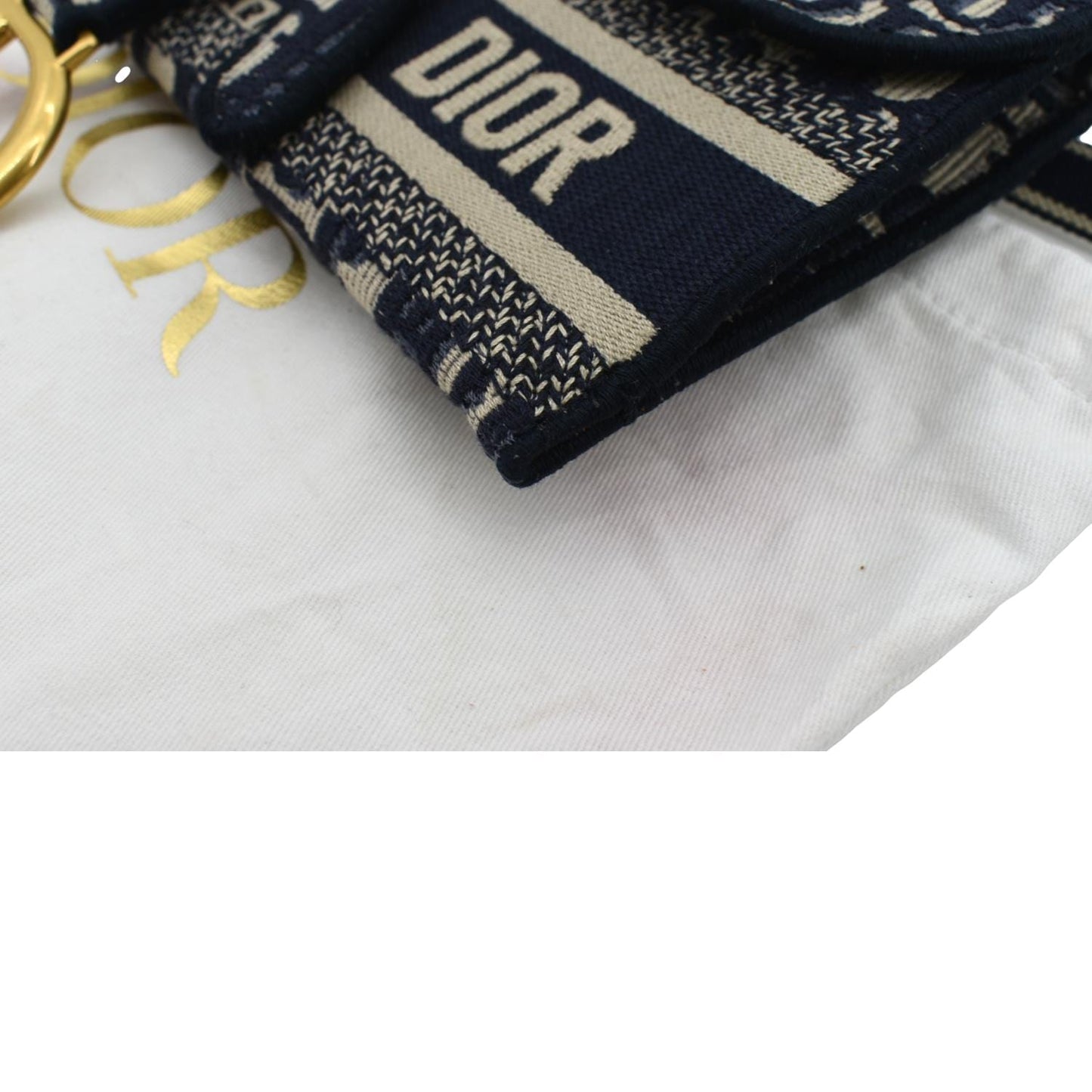CHRISTIAN DIOR Saddle Oblique Canvas Belt Bag Navy Blue