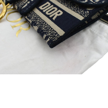 CHRISTIAN DIOR Saddle Oblique Canvas Belt Bag Navy Blue