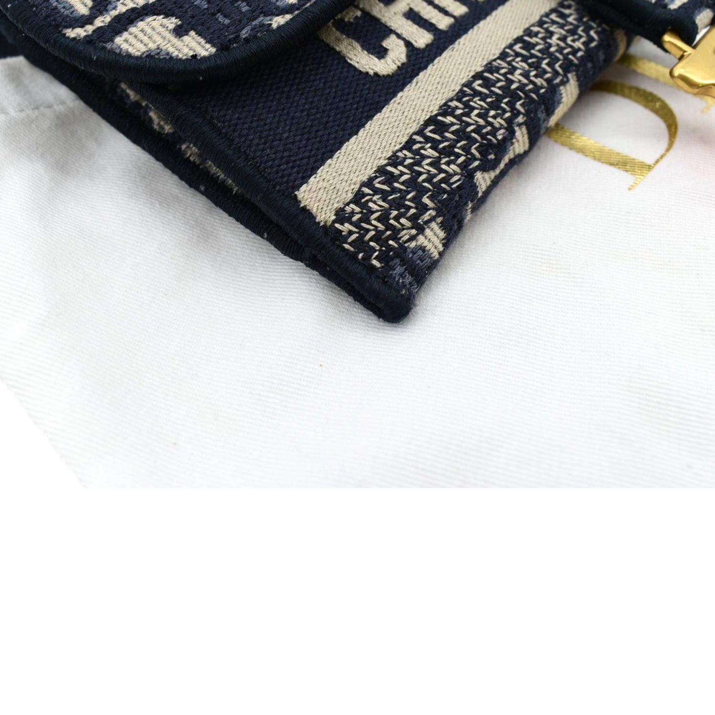 CHRISTIAN DIOR Saddle Oblique Canvas Belt Bag Navy Blue