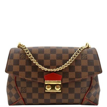 LOUIS VUITTON Caissa Chain Damier Ebene Clutch Shoulder Bag Brown
