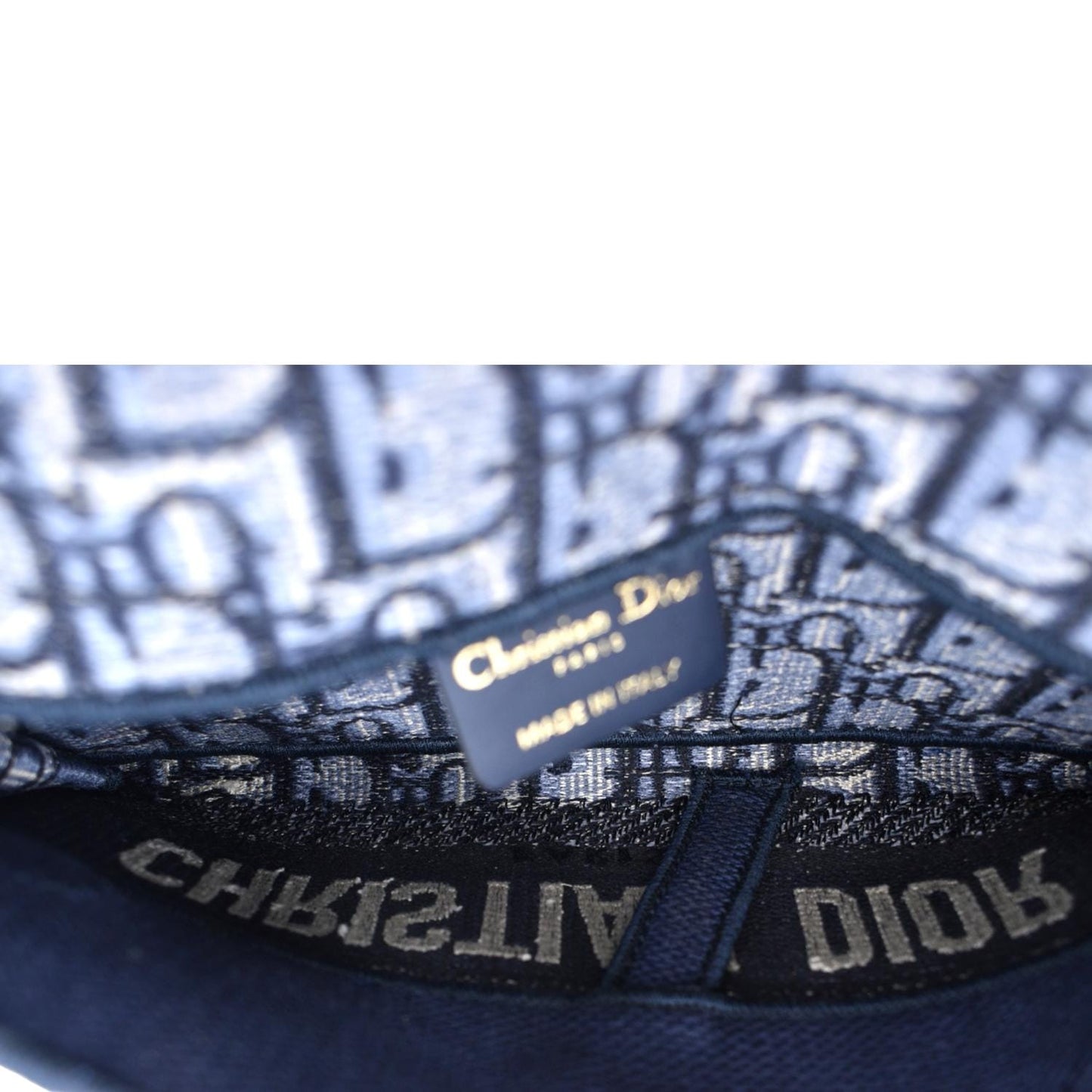 CHRISTIAN DIOR Saddle Oblique Canvas Belt Bag Navy Blue