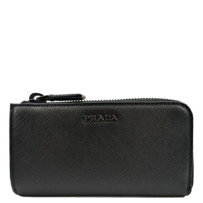 PRADA Saffiano Leather Zip Pouch Black