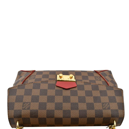 LOUIS VUITTON Caissa Chain Damier Ebene Clutch Shoulder Bag Brown
