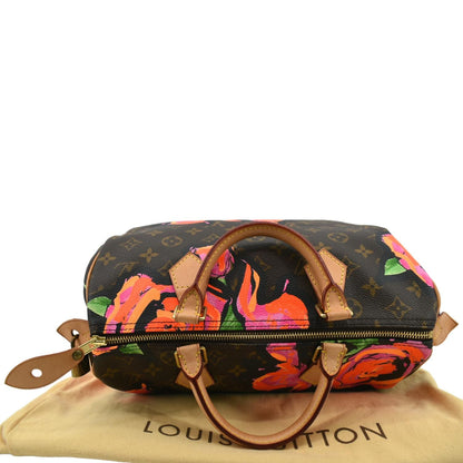 LOUIS VUITTON Roses Speedy 30 Monogram Canvas Satchel Bag Brown