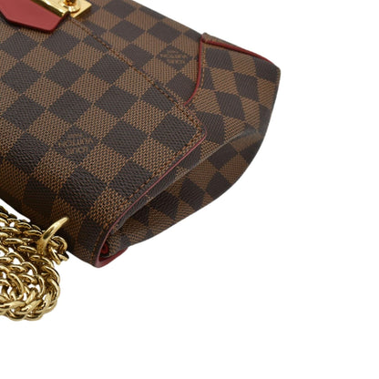 LOUIS VUITTON Caissa Chain Damier Ebene Clutch Shoulder Bag Brown