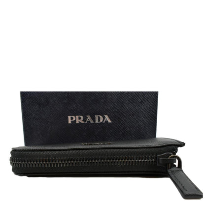 PRADA Saffiano Leather Zip Pouch Black