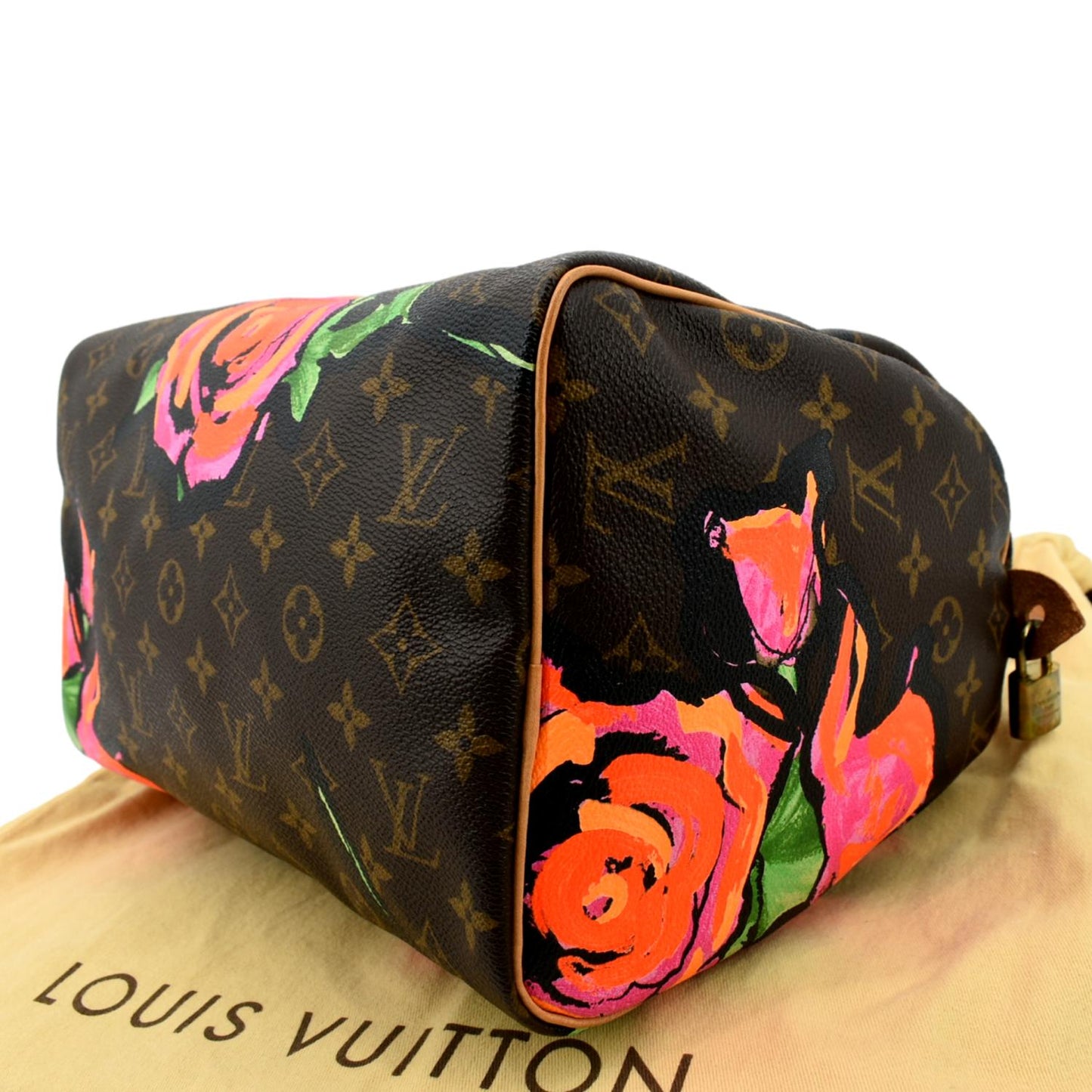 LOUIS VUITTON Roses Speedy 30 Monogram Canvas Satchel Bag Brown