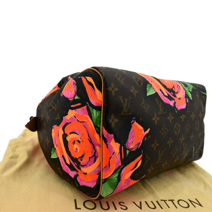LOUIS VUITTON Roses Speedy 30 Monogram Canvas Satchel Bag Brown