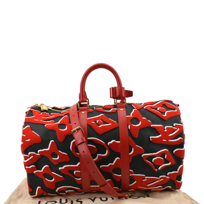 LOUIS VUITTON LVxUF Keepall Bandouliere 45 Tufted Monogram Satchel Bag Bicolor
