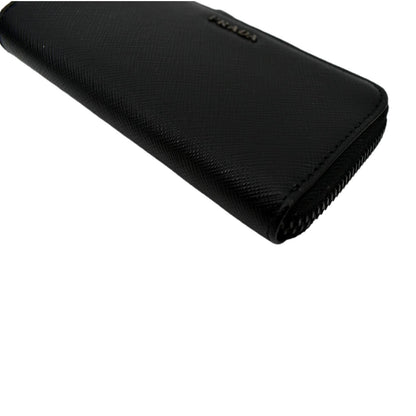 PRADA Saffiano Leather Zip Pouch Black