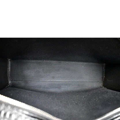 YVES SAINT LAURENT Uptown Crocodile Calfskin Embossed Tote Bag Black