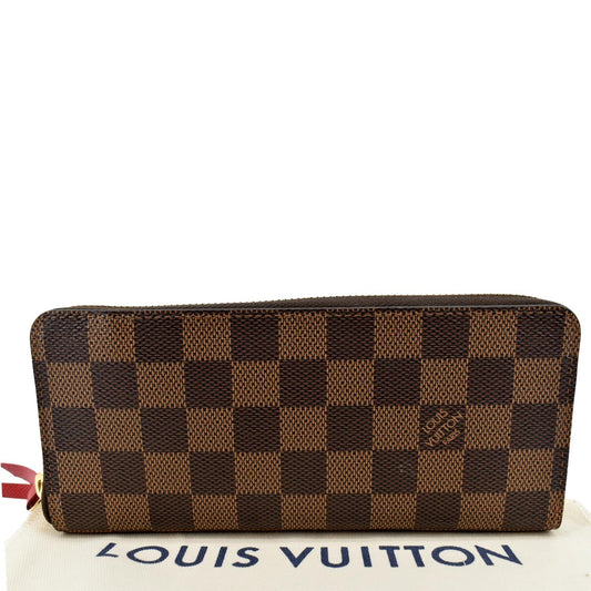 LOUIS VUITTON Clemence Damier Ebene Zippy Wallet Brown