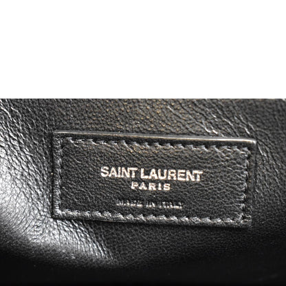 YVES SAINT LAURENT Uptown Crocodile Calfskin Embossed Tote Bag Black