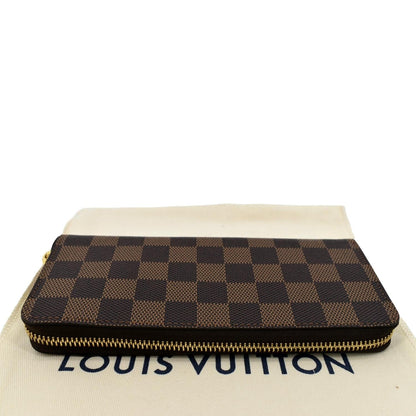 LOUIS VUITTON Clemence Damier Ebene Zippy Wallet Brown