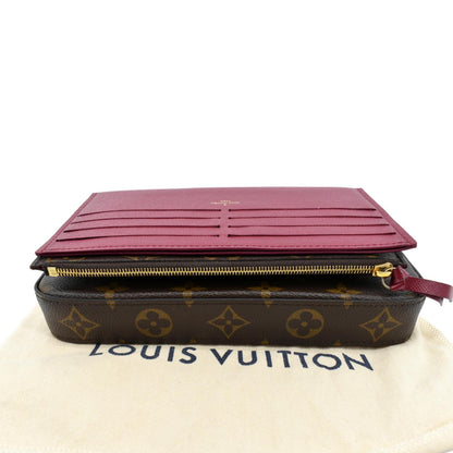 LOUIS VUITTON Felicie Monogram Canvas Pochette Crossbody Bag Brown